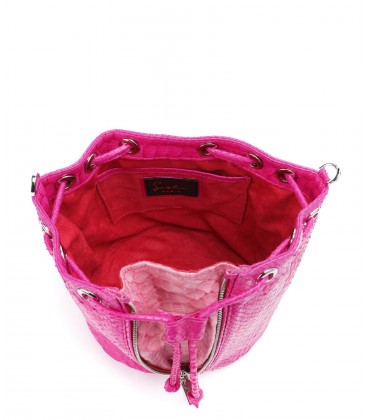 AMBER sac cuir python electric pink SISTA PARIS