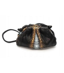 BABY UNIQ sac cuir python black metalic SISTA PARIS
