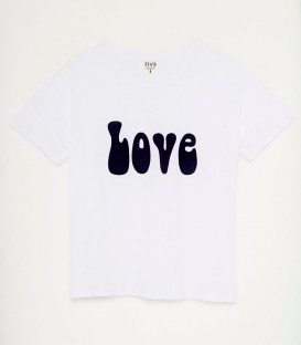 T-SHIRT LOVE blanc navy FIVE JEANS
