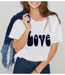 T-SHIRT LOVE blanc navy FIVE JEANS