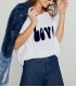 T-SHIRT LOVE blanc navy FIVE JEANS