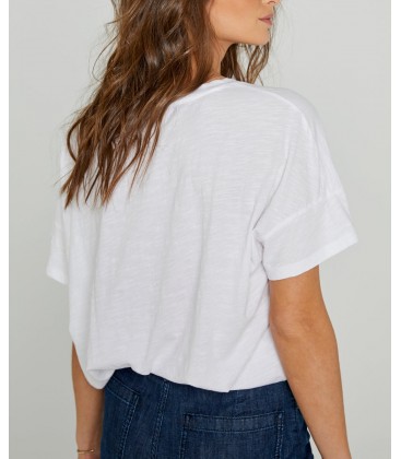 T-SHIRT LOVE blanc navy FIVE JEANS