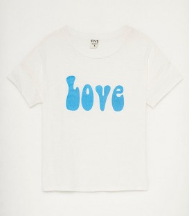 T-SHIRT LOVE ecru azur FIVE JEANS