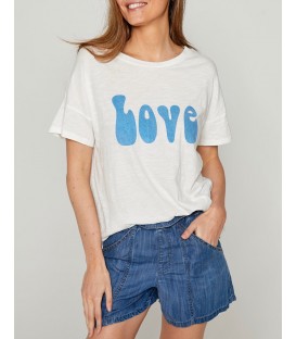 T-SHIRT LOVE ecru azur FIVE JEANS