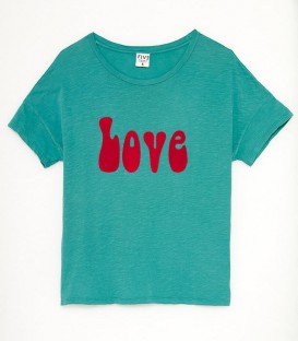 TSHIRT LOVE TURQUOISE FIVE JEANS