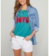 T-SHIRT LOVE bleu canard FIVE JEANS